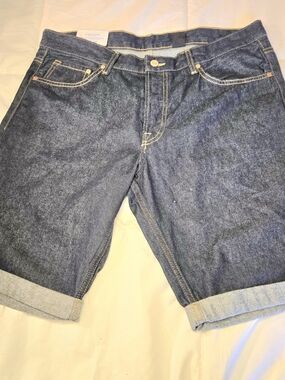 H&M Indigo Rolled Cuff Denim Shorts 34x10
